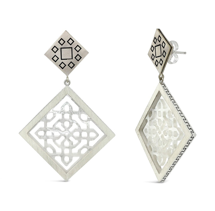 Nava White Earrings